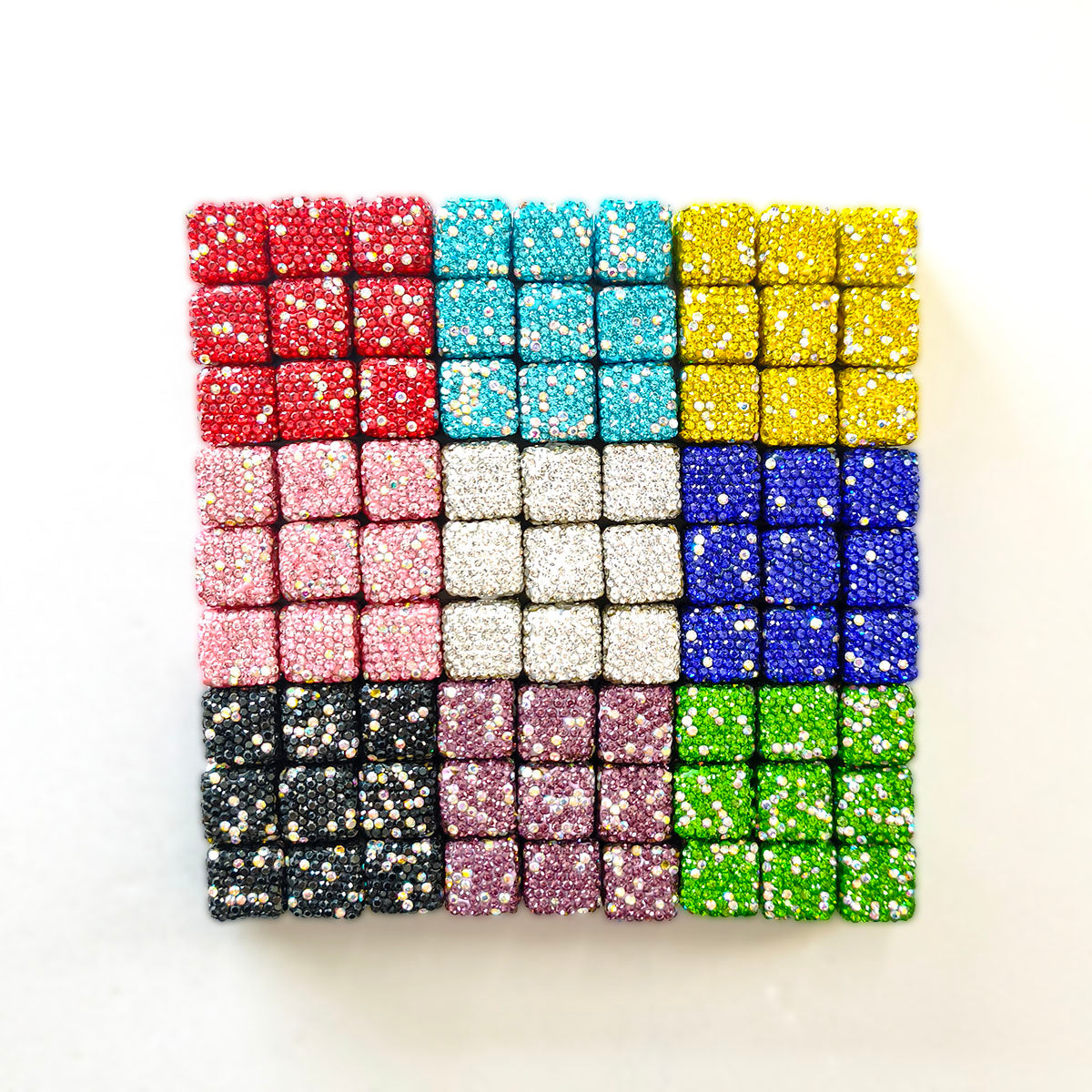 AA0174 25pcs/bag 14mm Full-Drill Square Straight-Hole Beads - DIY Beading Accessories for Necklaces, Bracelets & Keychains
