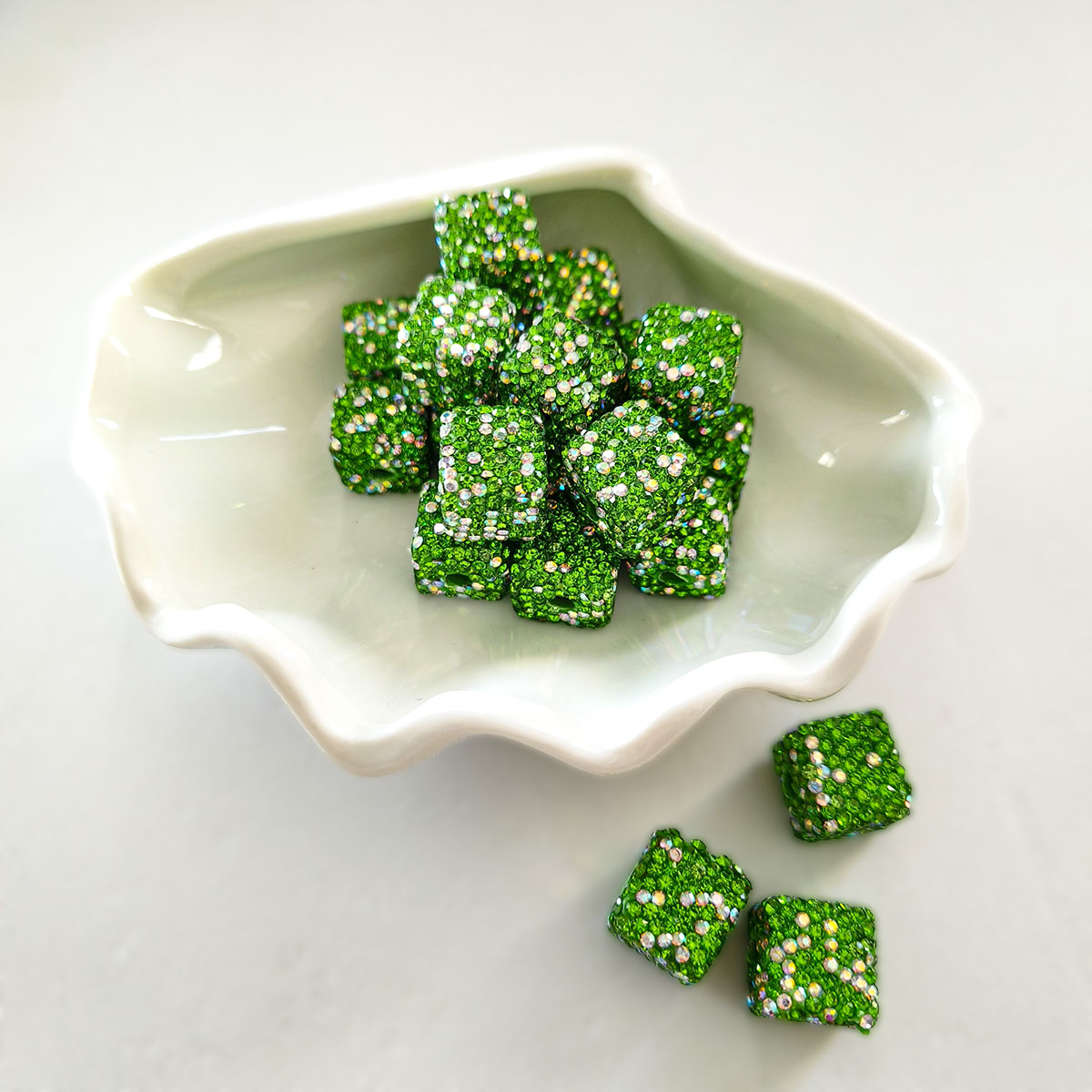 AA0174 25pcs/bag 14mm Full-Drill Square Straight-Hole Beads - DIY Beading Accessories for Necklaces, Bracelets & Keychains