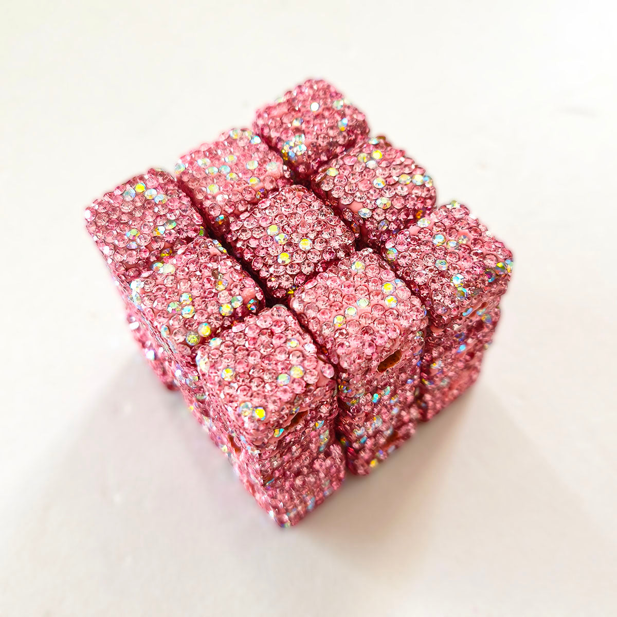 AA0174 25pcs/bag 14mm Full-Drill Square Straight-Hole Beads - DIY Beading Accessories for Necklaces, Bracelets & Keychains
