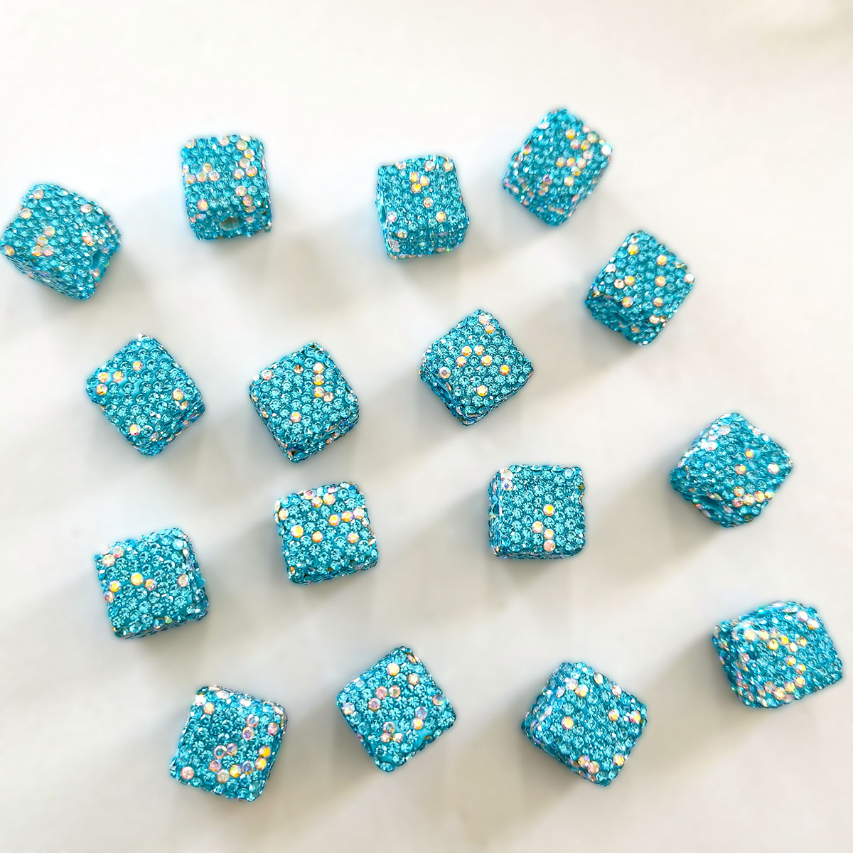 AA0174 25pcs/bag 14mm Full-Drill Square Straight-Hole Beads - DIY Beading Accessories for Necklaces, Bracelets & Keychains