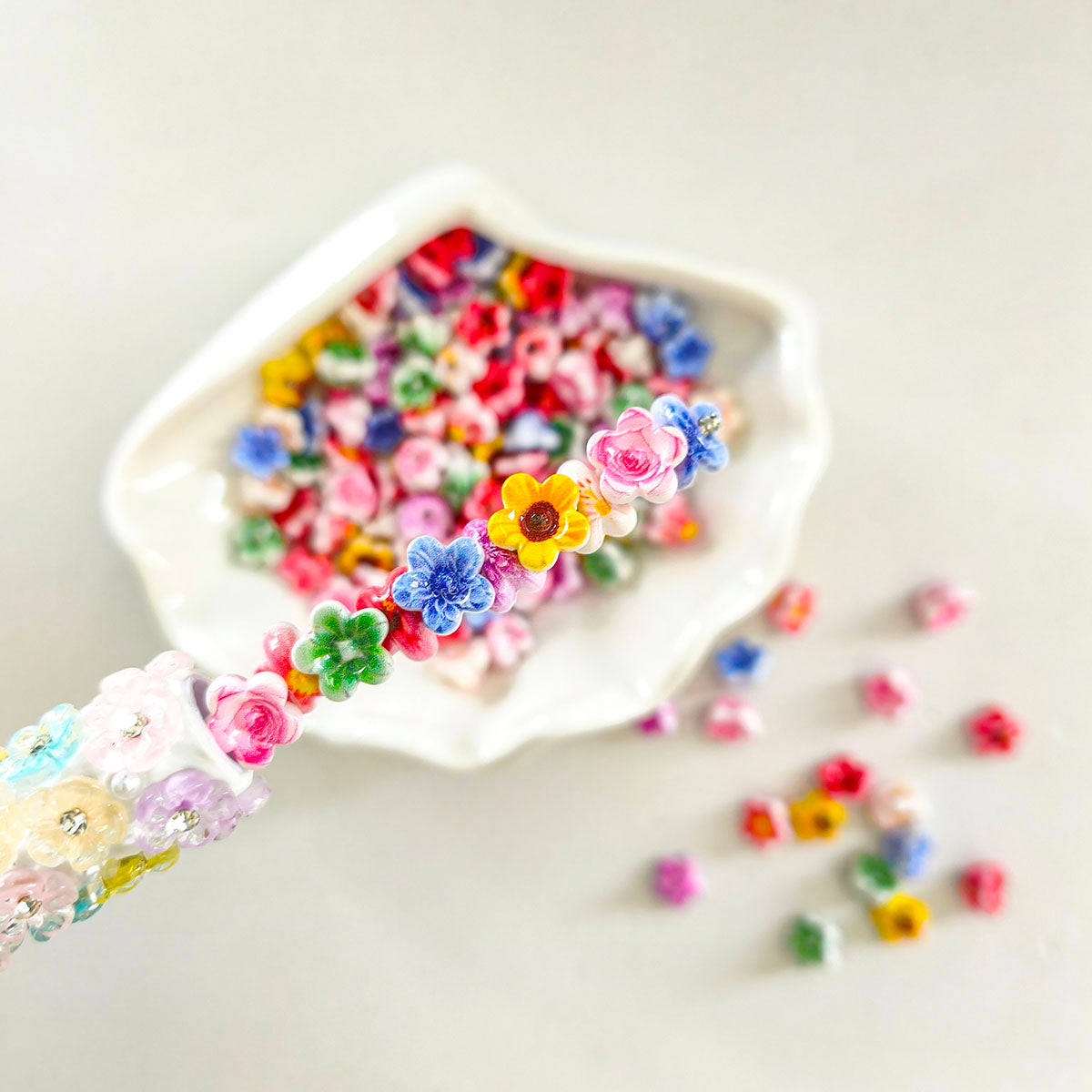 AA0175 Painted Gradient Lily of the Valley Acrylic Beads - DIY Phone Strap Keychain Bag Charm Accessories