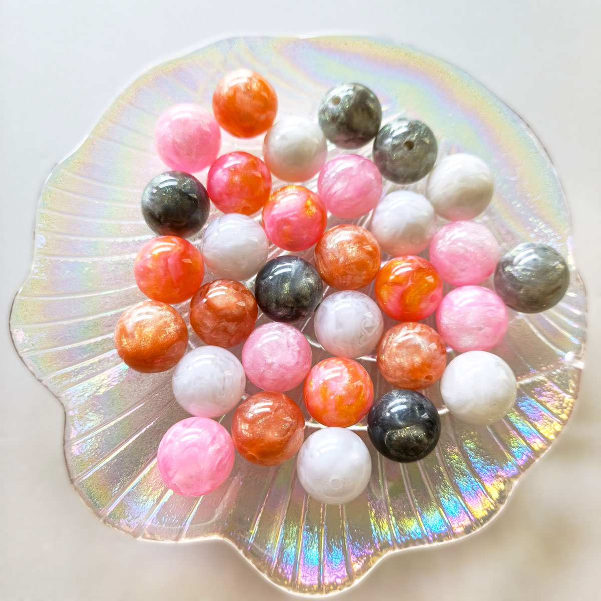 AA0177 25pcs/bag 16mm Resin Gilded Oil Painting Round Beads - DIY Loose Beads for Charms, Phone Straps & Jewelry Supplies