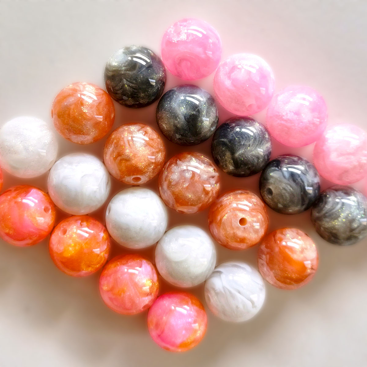 AA0177 25pcs/bag 16mm Resin Gilded Oil Painting Round Beads - DIY Loose Beads for Charms, Phone Straps & Jewelry Supplies