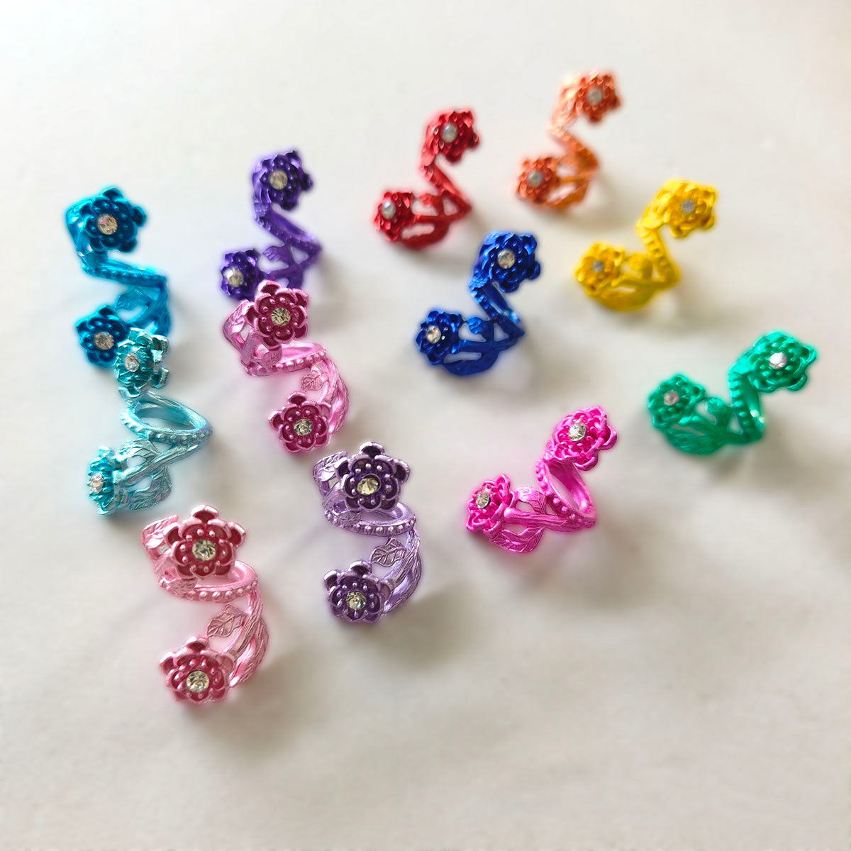 AA0179 15*29mm Painted Colorful Alloy Flower Spiral Beads - DIY Accessories for Beaded Pens, Keychains & Jewelry