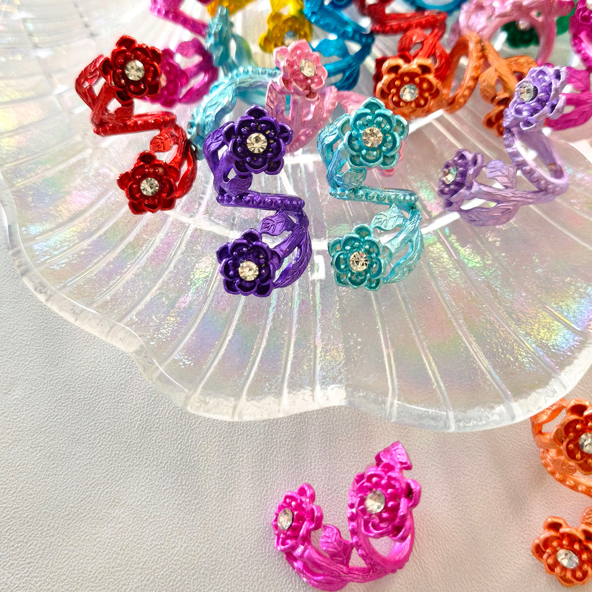 AA0179 15*29mm Painted Colorful Alloy Flower Spiral Beads - DIY Accessories for Beaded Pens, Keychains & Jewelry