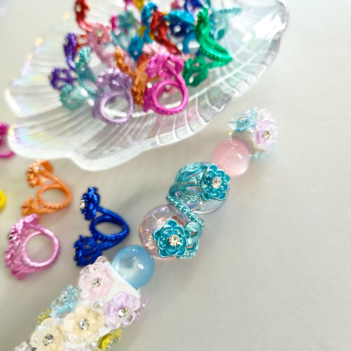 AA0179 15*29mm Painted Colorful Alloy Flower Spiral Beads - DIY Accessories for Beaded Pens, Keychains & Jewelry