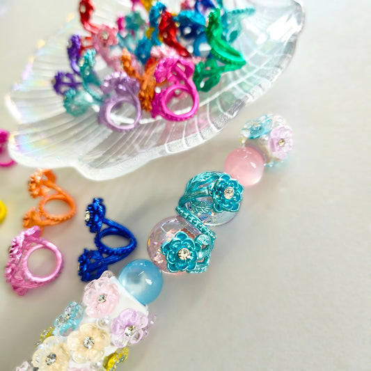 AA0179 15*29mm Painted Colorful Alloy Flower Spiral Beads - DIY Accessories for Beaded Pens, Keychains & Jewelry