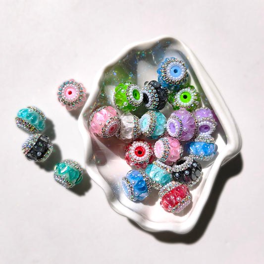 AA0178 18*22mm Pearl Heart Cat Eye Drill Chain Open-Hole Flower Ball Beads - DIY Accessories for Jewelry, Phone Straps & Pen Charms