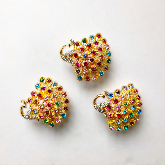 AA0189 Heavy-Duty Multicolor Rhinestone Peacock Open-Hole Beads - DIY Accessories for Jewelry, Phone Straps & Pen Charms
