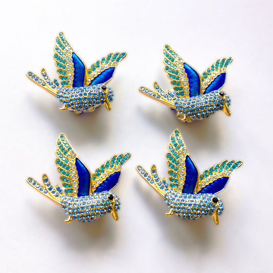 AA0184 Vintage Blue Rhinestone Swallow Large Hole Beads, DIY Loose Beads for Beadable Pens, Bag Charms & Jewelry Making Supplies