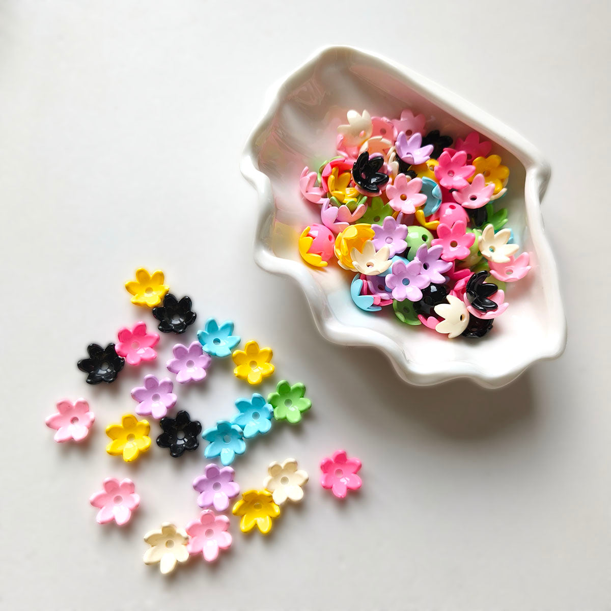 AA0194 Summer Dopamine Painted Bell Flower Bead Caps Acrylic Spacer Beads, DIY Craft Supplies for Phone Straps, Keychains & Jewelry Making