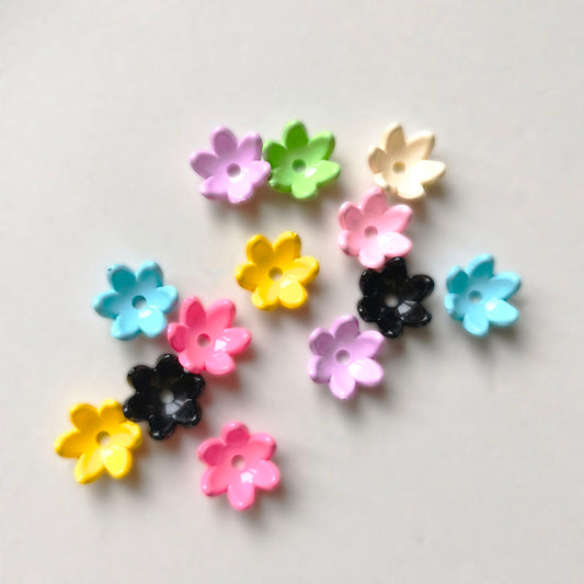 AA0194 Summer Dopamine Painted Bell Flower Bead Caps Acrylic Spacer Beads, DIY Craft Supplies for Phone Straps, Keychains & Jewelry Making