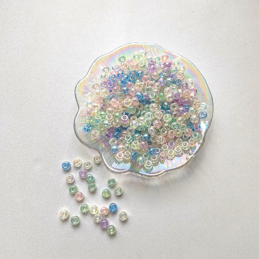 AA0195 New Mermaid Iridescent Cube Large Hole Beads, Transparent Acrylic Loose Beads for DIY Bracelets, Phone Charms, Necklaces & Jewelry Making