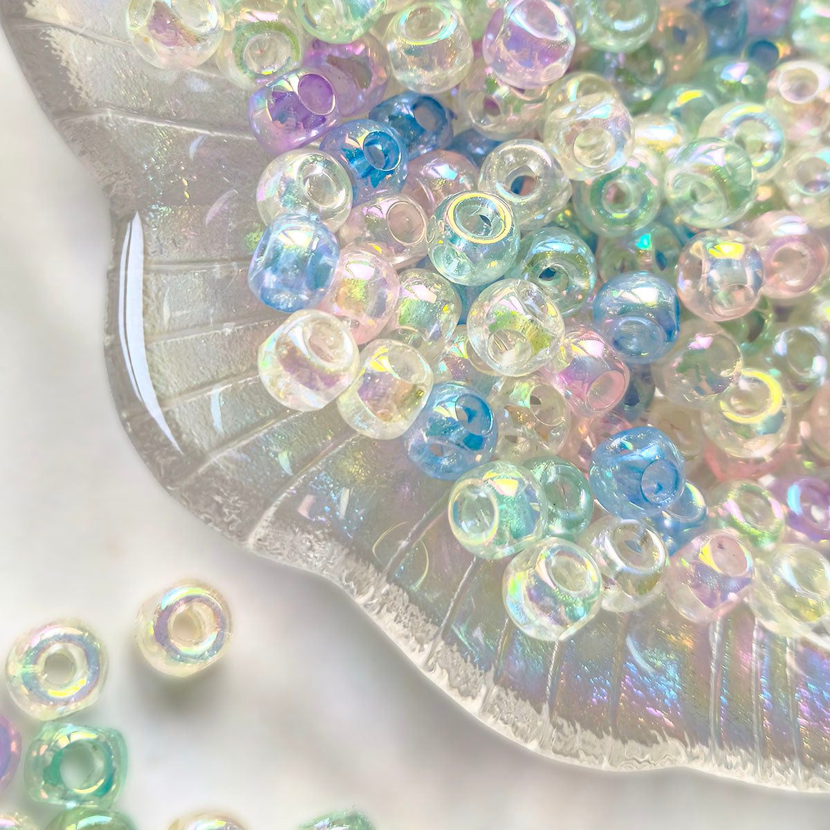 AA0195 New Mermaid Iridescent Cube Large Hole Beads, Transparent Acrylic Loose Beads for DIY Bracelets, Phone Charms, Necklaces & Jewelry Making