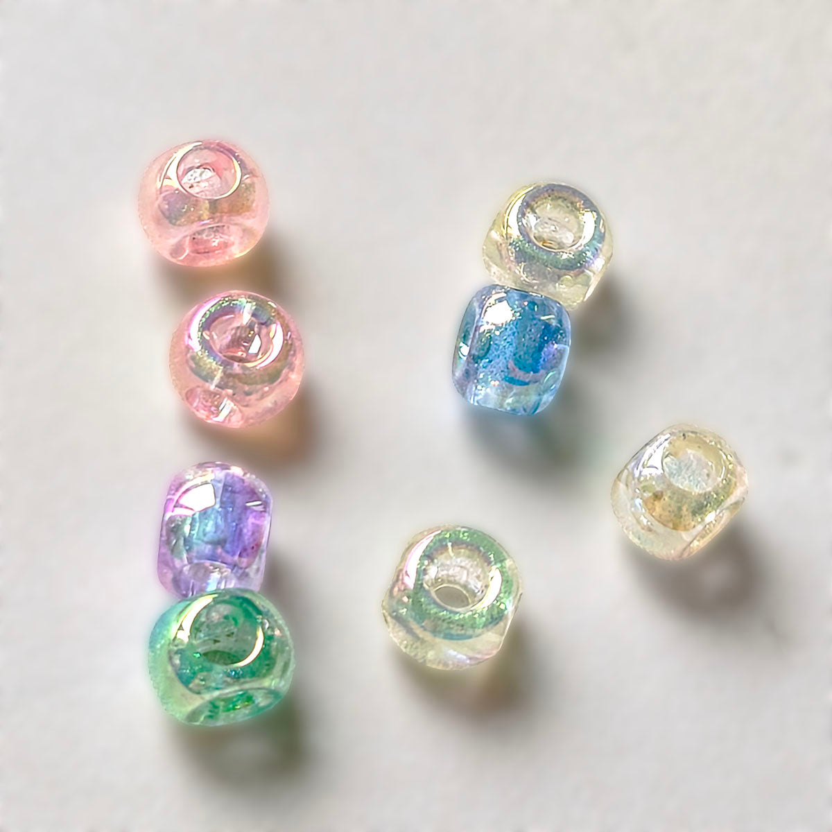 AA0195 New Mermaid Iridescent Cube Large Hole Beads, Transparent Acrylic Loose Beads for DIY Bracelets, Phone Charms, Necklaces & Jewelry Making