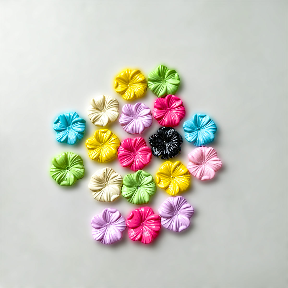 AA0197 Candy Color Smooth 5-Petal Flower Open-Hole Bead Caps, Acrylic Spacer Beads for DIY Bead Pens, Bracelets, Phone Straps, Keychain Jewelry Making