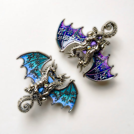 C52139 Heavy Rhinestone Dragon Open-Hole Beads, Gothic Fantasy DIY Accessories for Bead Pens, Keychains & Bag Charms