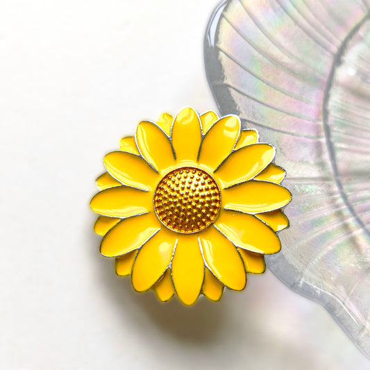 AA0202 Enamel Sunflower Open-Hole Beads, Pastoral Style DIY Accessories for Bead Pens, Keychains & Bag Charms