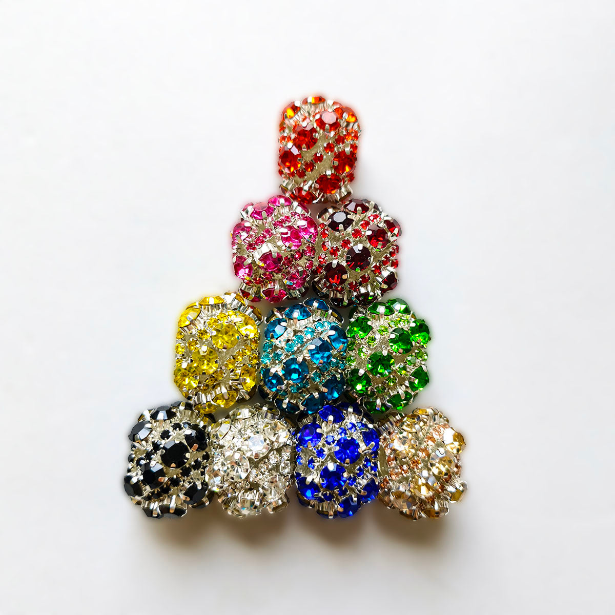 AA0205 Heavy Shimmer Star Rhinestone Diagonal Grain Open Hole Beads, DIY Spacer Accessories for Bead Pens, Phone Charms, Keychains & Bag Pendants
