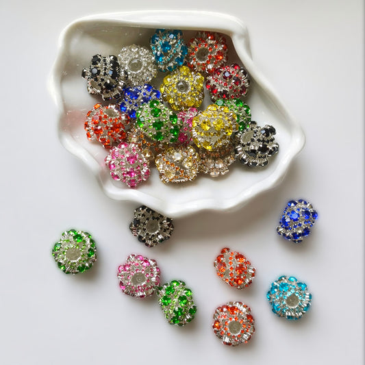 AA0205 Heavy Shimmer Star Rhinestone Diagonal Grain Open Hole Beads, DIY Spacer Accessories for Bead Pens, Phone Charms, Keychains & Bag Pendants