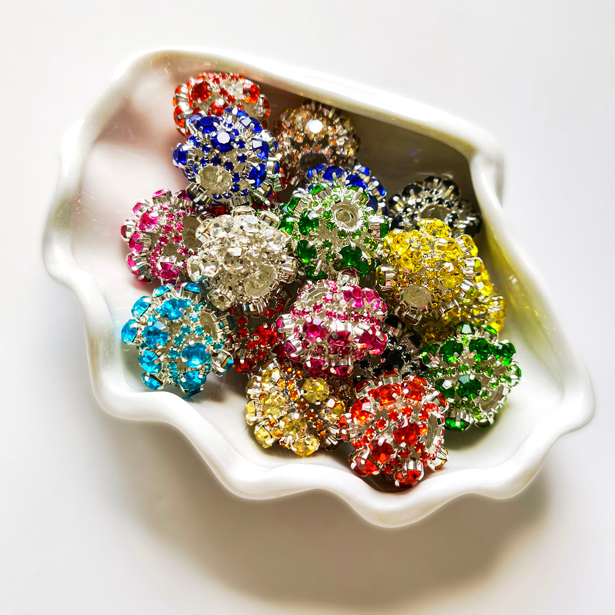 AA0205 Heavy Shimmer Star Rhinestone Diagonal Grain Open Hole Beads, DIY Spacer Accessories for Bead Pens, Phone Charms, Keychains & Bag Pendants