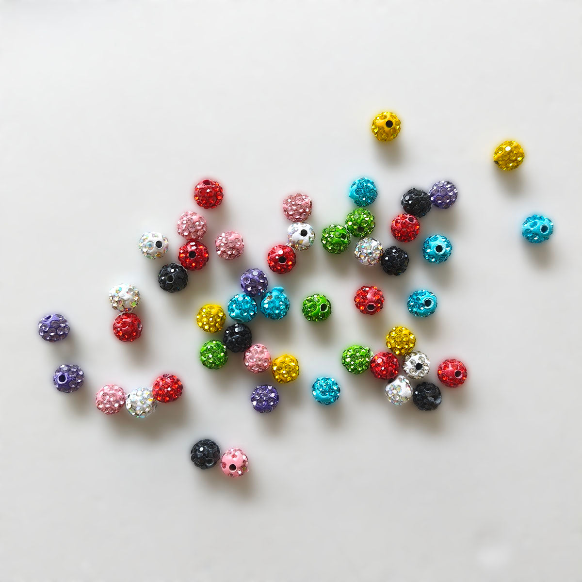 AA0206 25pcs/bag 8mm Resin Rhinestone Round Straight Hole Loose Beads, Multi-Colors Available, DIY Accessories for Bracelets, Keychains, Earrings & Charms