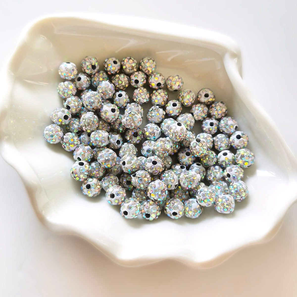 AA0206 25pcs/bag 8mm Resin Rhinestone Round Straight Hole Loose Beads, Multi-Colors Available, DIY Accessories for Bracelets, Keychains, Earrings & Charms