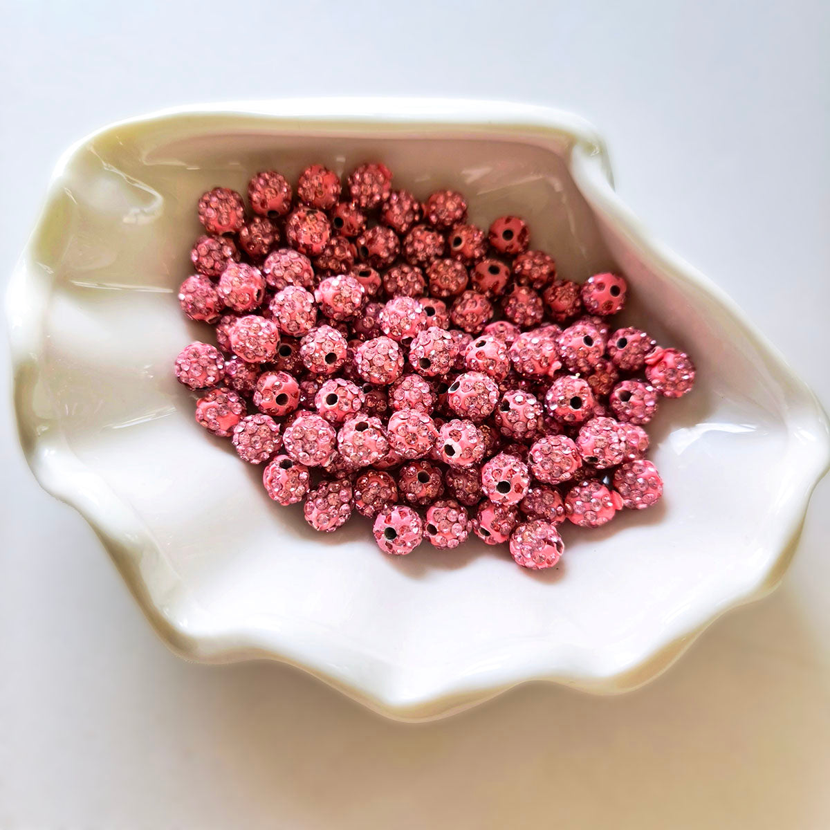 AA0206 25pcs/bag 8mm Resin Rhinestone Round Straight Hole Loose Beads, Multi-Colors Available, DIY Accessories for Bracelets, Keychains, Earrings & Charms