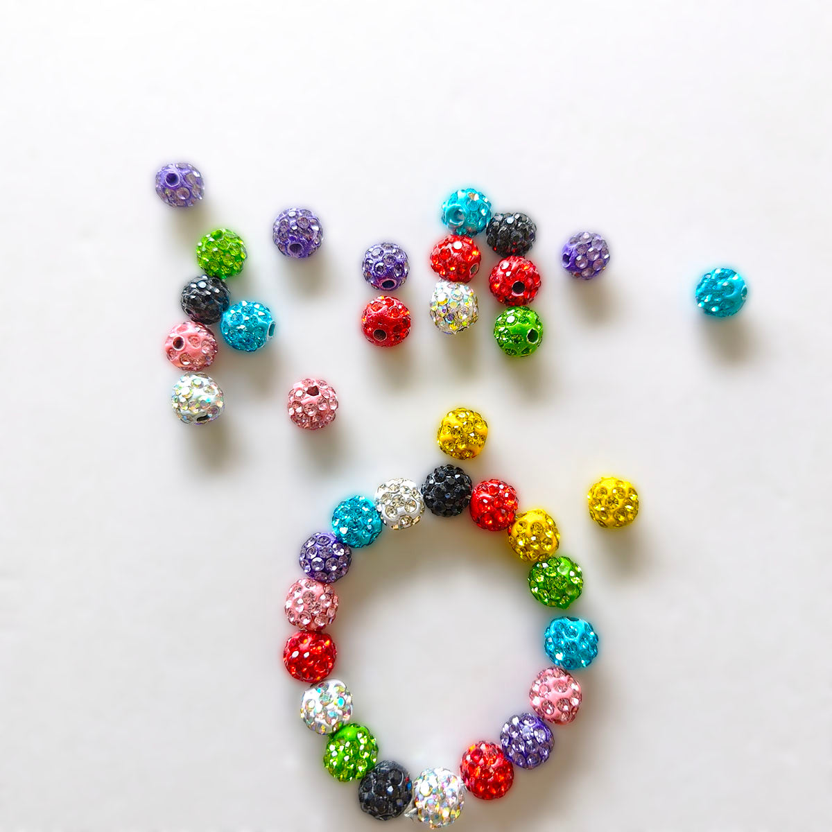 AA0206 25pcs/bag 8mm Resin Rhinestone Round Straight Hole Loose Beads, Multi-Colors Available, DIY Accessories for Bracelets, Keychains, Earrings & Charms