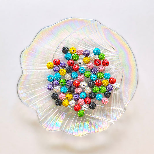 AA0206 25pcs/bag 8mm Resin Rhinestone Round Straight Hole Loose Beads, Multi-Colors Available, DIY Accessories for Bracelets, Keychains, Earrings & Charms