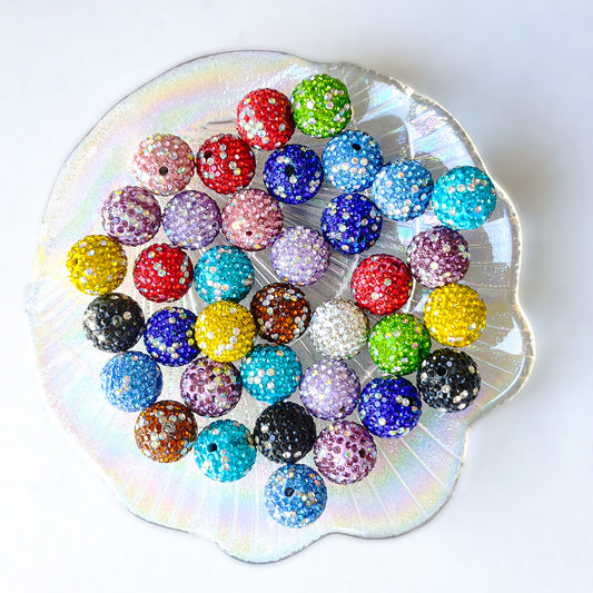 AA0207 25pcs/bag 16mm Resin Rhinestone Round Straight Hole Loose Beads, Multi-Colors Available, DIY Accessories for Bead Pens, Bracelets, Keychains & Earrings
