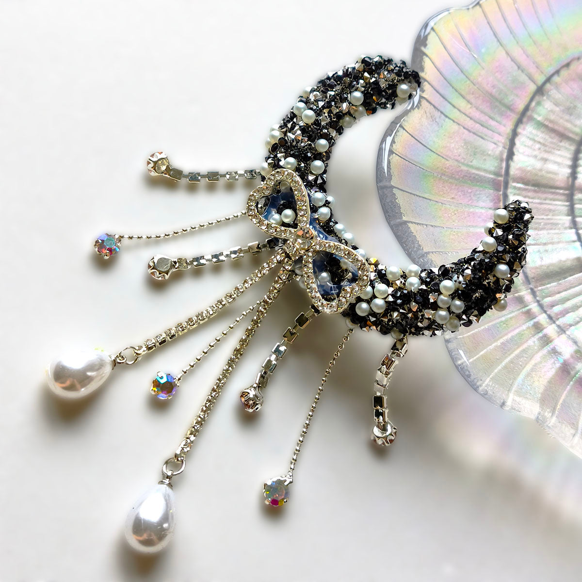 AA0159 Bowknot Tassel Pearl Sequin Moon Ship Acrylic Drill Beads - DIY Keychain & Necklace Accessories