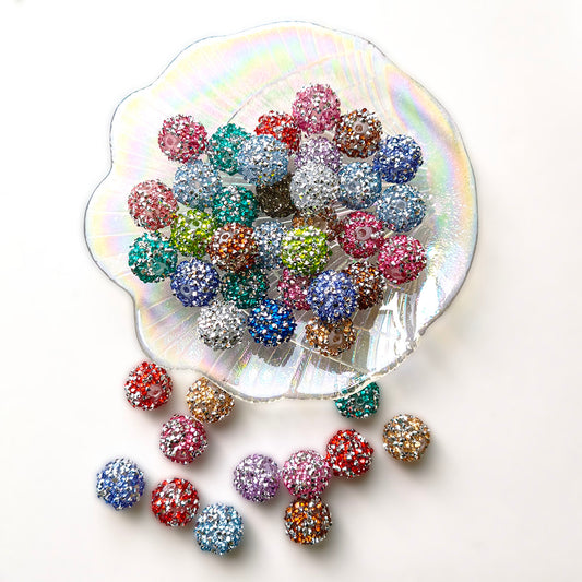 AA0209 16mm Starry Sky Soft Clay Rhinestone Round Beads, Multi Color Crystal Clay Ball, DIY Spacer Accessories for Bead Pens, Bracelets & Keychains