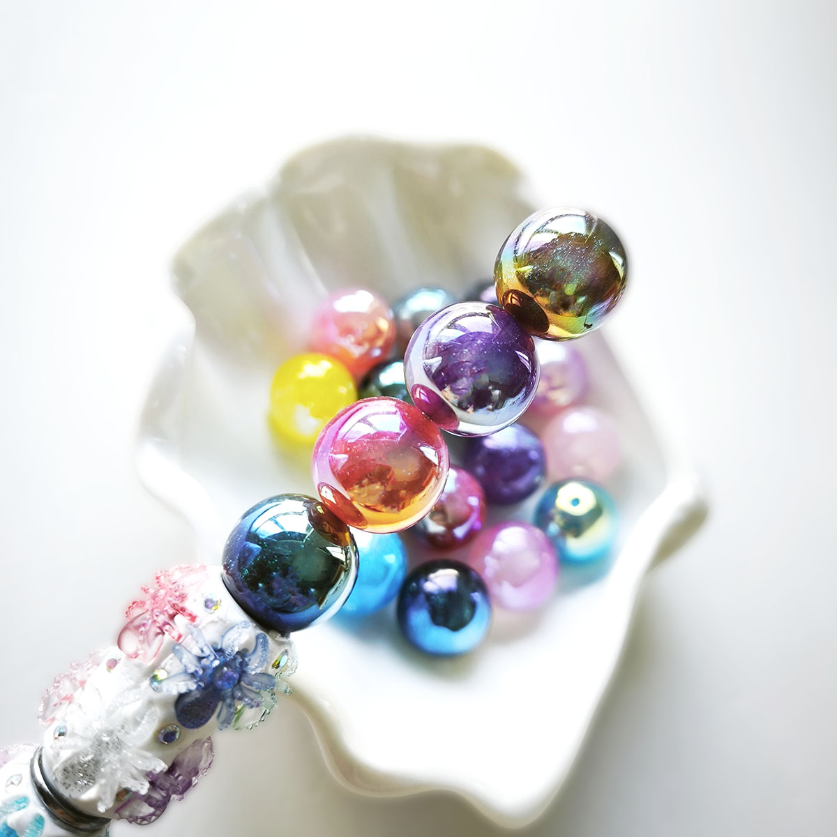 AA0218 16mm Glitter Color Electroplated Round Straight Hole Beads, Shimmer Galaxy Loose Beads for DIY Bracelets, Necklaces, Bead Pens, Jewelry Making Accessories
