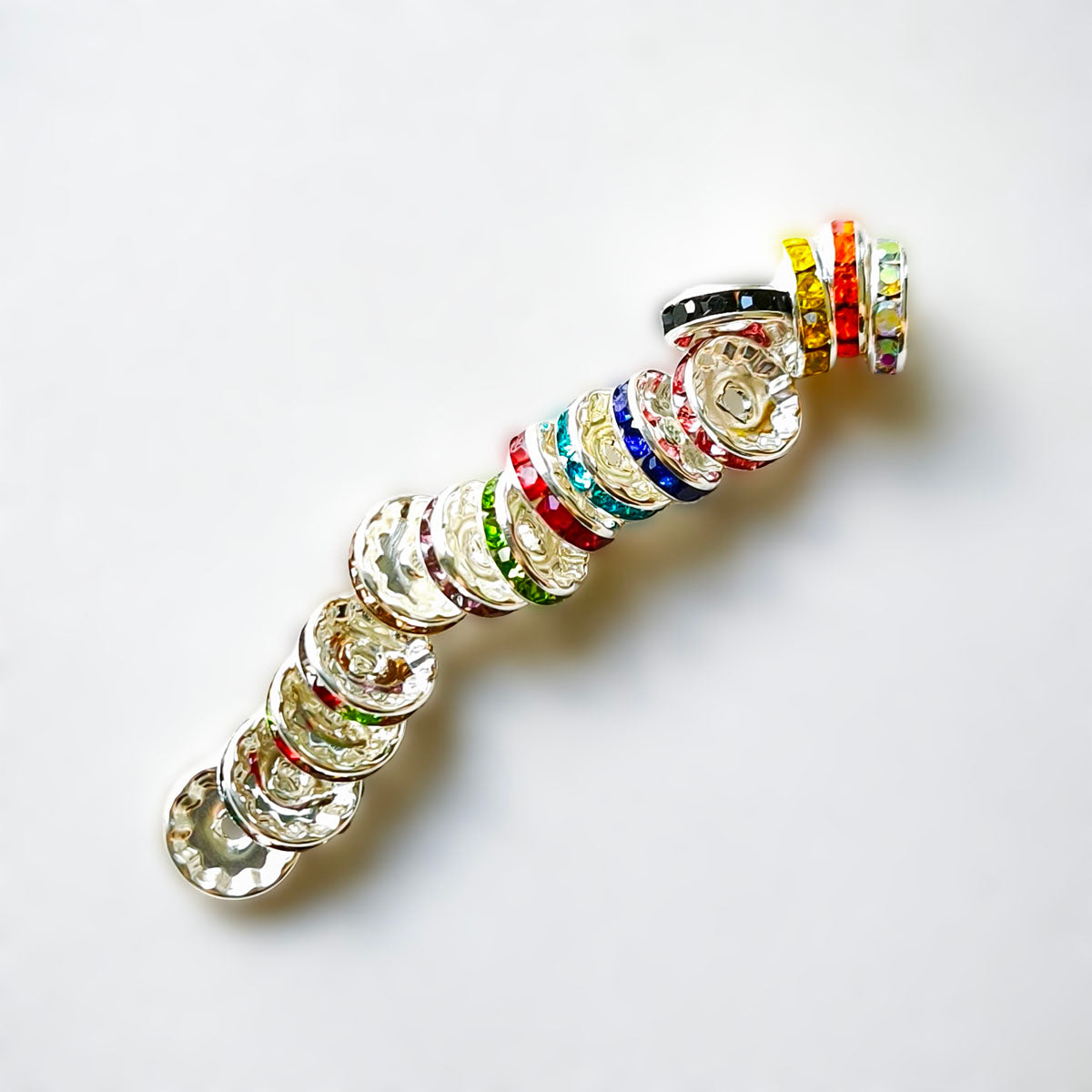 AA0217 12mm Copper Base Rhinestone Wheel Spacer Beads, Crystal Ring Disc Beads, DIY Jewelry Accessories for Bracelets, Necklaces & Beaded Pens
