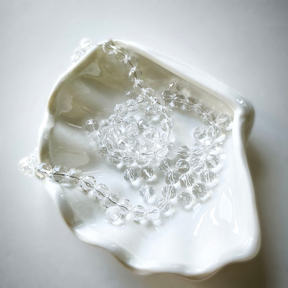 AA0220 8mm Clear Faceted Crystal Glass Round Straight Hole Beads, Loose Beads for DIY Bracelets, Necklaces & Jewelry Making Supplies