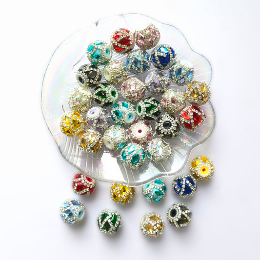 AA0232 Hand‑made Square Rhinestone Chain Wrapped Round Beads,DIY Beadable Pen, Phone Charm, Keychain Jewelry Making Supplies