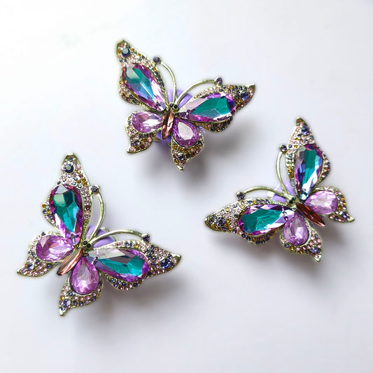 AA0231 Heavy‑Duty Gradient Crystal Rhinestone Butterfly Focal Bead, Purple‑Blue Iridescent Large Hole Bead, DIY Beadable Pen, Keychain, Bag Charm Jewelry Making Accessories