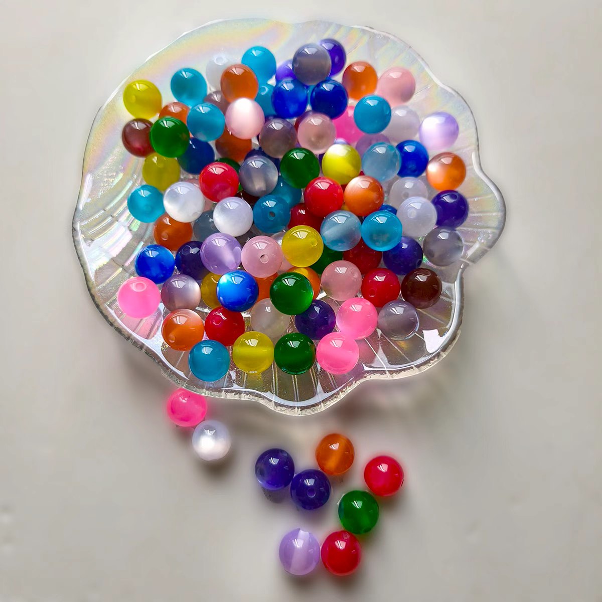 AA0151 Mixed Color Semi-Transparent Acrylic Round Beads - Shiny Craft Beads for DIY Jewelry, Bracelets & Handmade Projects