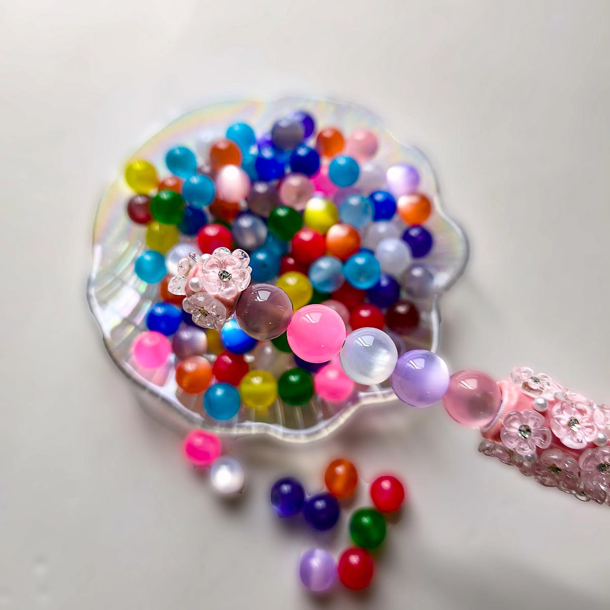 AA0151 Mixed Color Semi-Transparent Acrylic Round Beads - Shiny Craft Beads for DIY Jewelry, Bracelets & Handmade Projects