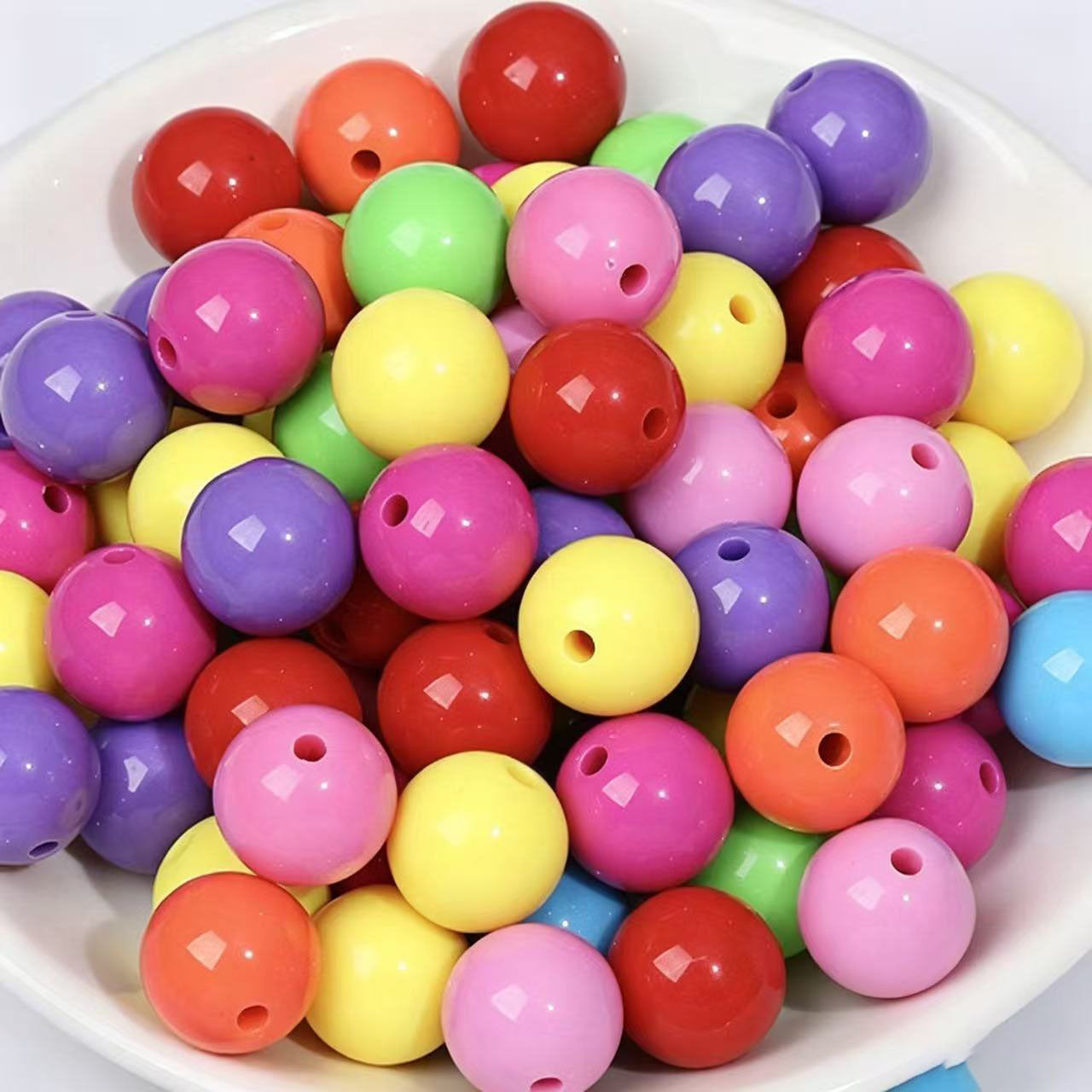 AA0156 25Pcs/Bag Macaron Acrylic Round Beads Multi Sizes 4-20mm Pastel Solid Color Loose Beads DIY Jewelry Making Accessories
