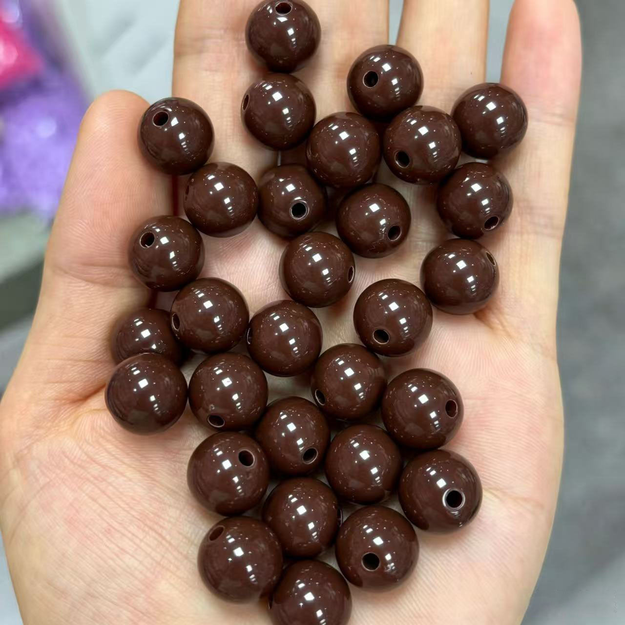 AA0156 25Pcs/Bag Macaron Acrylic Round Beads Multi Sizes 4-20mm Pastel Solid Color Loose Beads DIY Jewelry Making Accessories