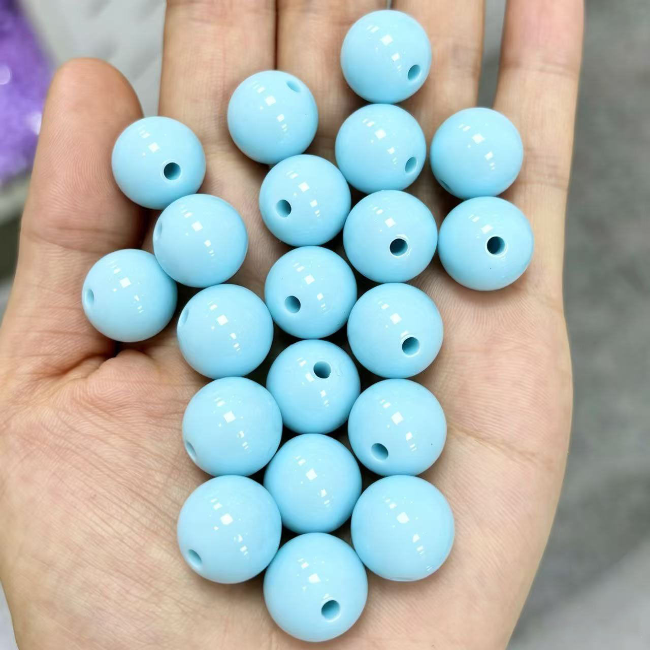 AA0156 25Pcs/Bag Macaron Acrylic Round Beads Multi Sizes 4-20mm Pastel Solid Color Loose Beads DIY Jewelry Making Accessories