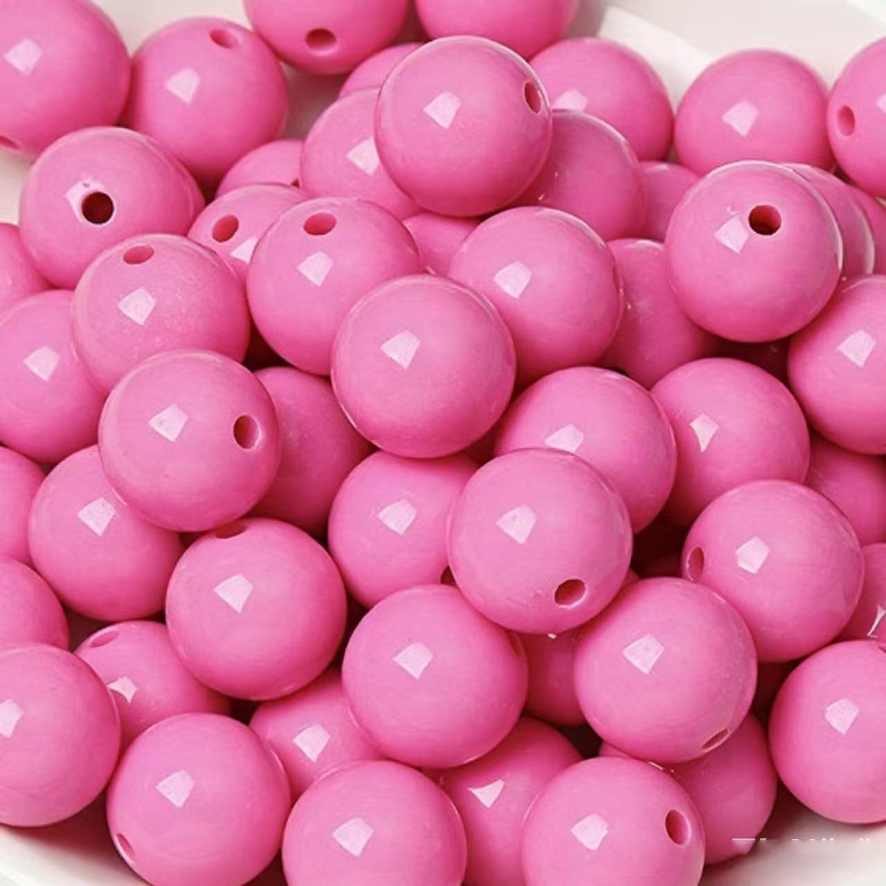 AA0156 25Pcs/Bag Macaron Acrylic Round Beads Multi Sizes 4-20mm Pastel Solid Color Loose Beads DIY Jewelry Making Accessories