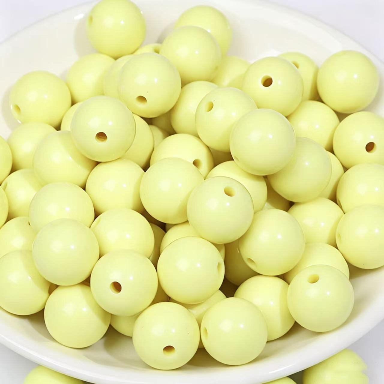 AA0156 25Pcs/Bag Macaron Acrylic Round Beads Multi Sizes 4-20mm Pastel Solid Color Loose Beads DIY Jewelry Making Accessories