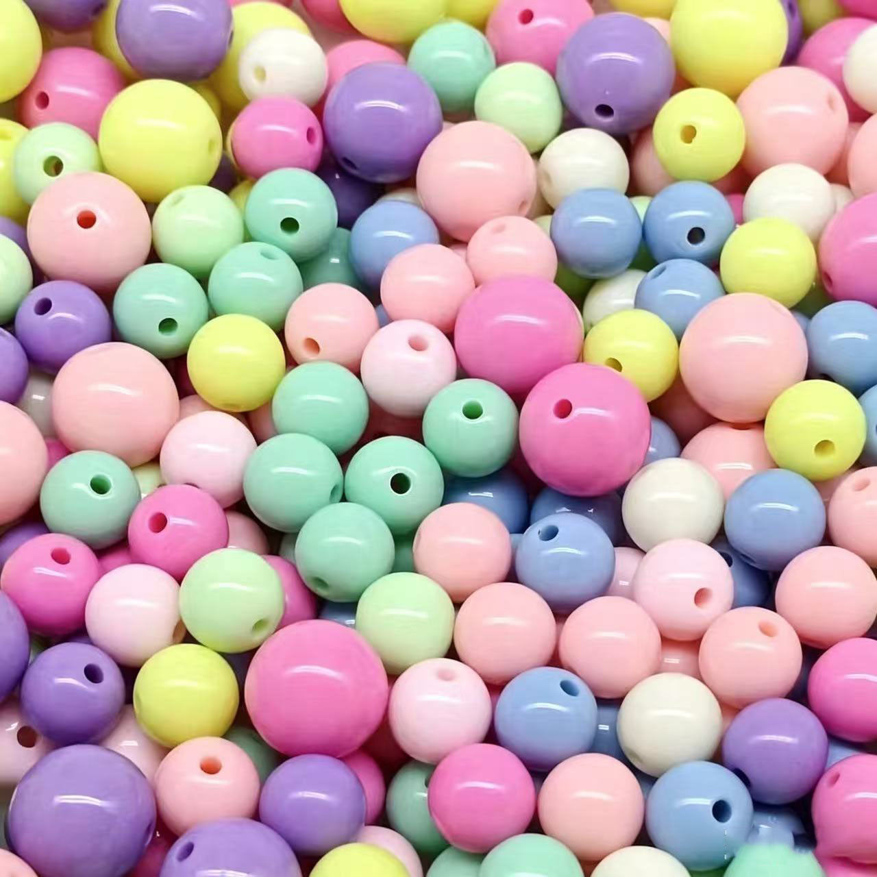 AA0156 25Pcs/Bag Macaron Acrylic Round Beads Multi Sizes 4-20mm Pastel Solid Color Loose Beads DIY Jewelry Making Accessories