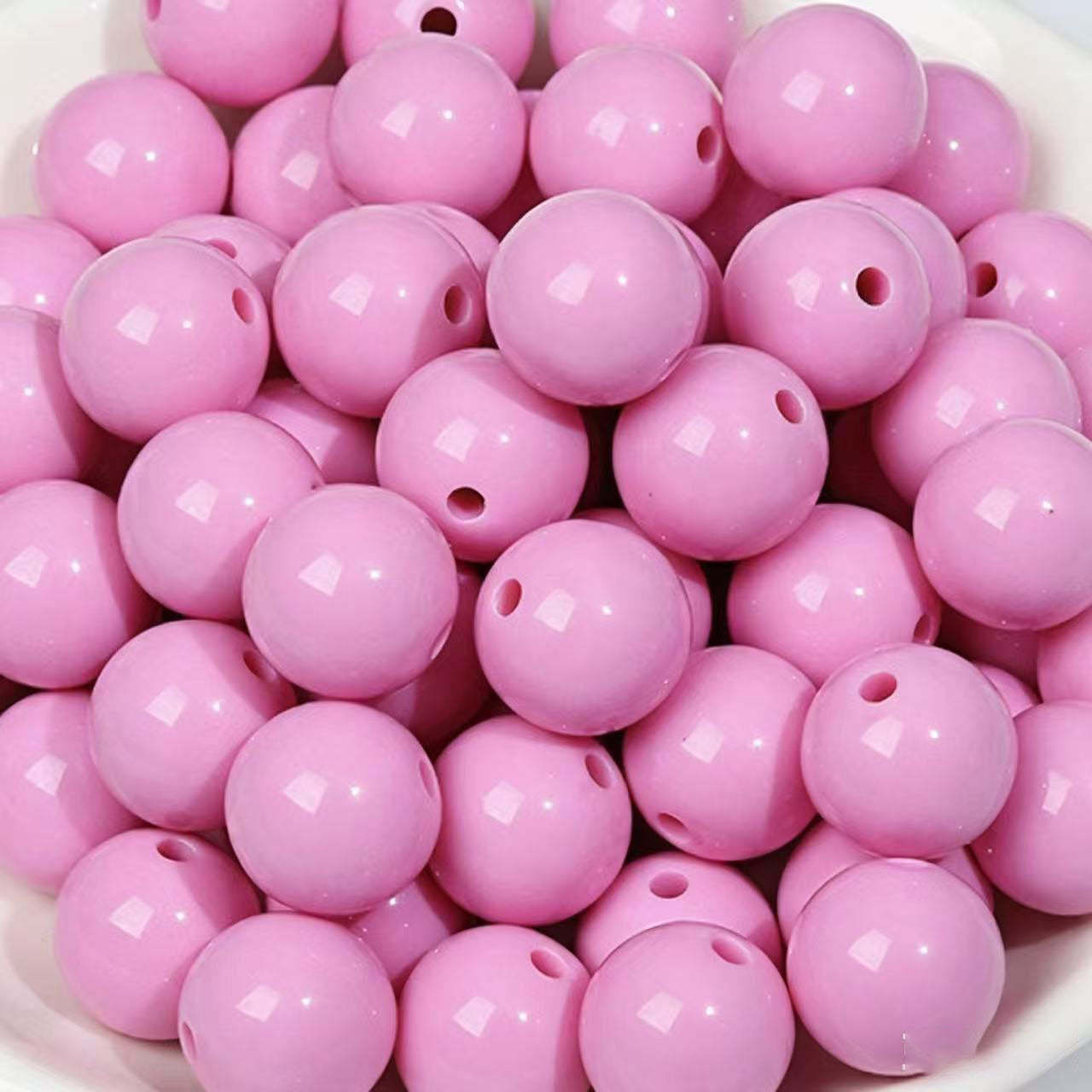 AA0156 25Pcs/Bag Macaron Acrylic Round Beads Multi Sizes 4-20mm Pastel Solid Color Loose Beads DIY Jewelry Making Accessories